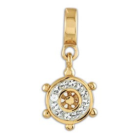 Sterling Silver GP Swarovski Elements Ships Wheel Dangle Bead Charm hide-image