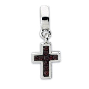 Sterling Silver Swarovski Elements Cross Dangle Bead Charm hide-image