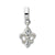 Clear Swarovski Elements Fleur De Lis Charm Bead in Sterling Silver