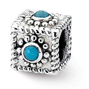 Sterling Silver Square Turquoise Bead Charm hide-image