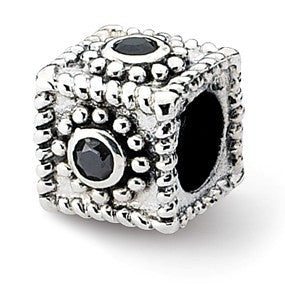 Sterling Silver Square CZ Bead Charm hide-image