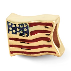 Gold Plated USA Flag Bead Charm hide-image