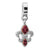 Sterling Silver Red Swarovski Elements Fleur De Lis Dangle Bead Charm hide-image