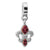 Red Swarovski Elements Fleur De Lis Charm Dangle Bead in Sterling Silver