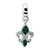 Green Swarovski Elements Fleur De Lis Dangle Be Charm in Sterling Silver