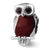 Brown Enameled Wise Owl Charm Bead in Sterling Silver