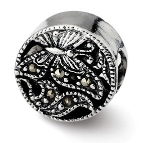 Sterling Silver Marcasite Butterfly Bead Charm hide-image