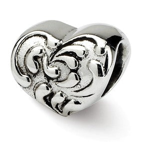 Sterling Silver Scroll Heart Bead Charm hide-image