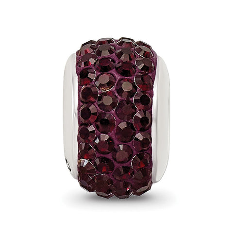 Crimson Full Swarovski Crystal Charm Bead in Sterling Silver