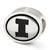 Antiqued University of Illinois Collegiate Charm Bead in Sterling Silver