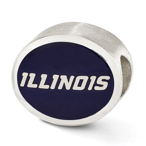 Sterling Silver Enameled University of Illinois Collegiate Bead