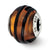 Orange/Black Stripes Italian Murano Charm Bead in Sterling Silver