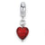 Sterling Silver Red Heart Italian Murano Dangle Bead Charm hide-image