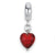 Red Heart Italian Murano Charm Dangle Bead in Sterling Silver