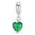 Green Heart Italian Murano Charm Dangle Bead in Sterling Silver