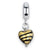 Sterling Silver Heart Gold/Black Stripes Italian Murano Dangle Charm hide-image