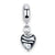 Sterling Silver Grey w/Blk Stripe Ital. Murano Dangle Bead Charm hide-image