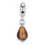 Brown Italian Murano Glass Charm Dangle Bead in Sterling Silver