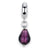 Purple Italian Murano Glass Charm Dangle Bead in Sterling Silver