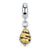 Yellow w/Black Italian Murano Charm Dangle Bead in Sterling Silver