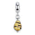 Sterling Silver Yellow w/Black Italian Murano Dangle Bead Charm hide-image