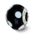 Black w/White Dots Italian Murano Charm Bead in Sterling Silver