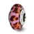 Pink/Brn Jaguar Glitter Overlay Glass Charm Bead in Sterling Silver