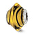 Yellow w/Black Stripes Italian Murano Charm Bead in Sterling Silver