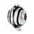 Grey w/Black Stripes Italian Murano Charm Bead in Sterling Silver