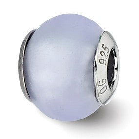 Sterling Silver Light Blue Matte Italian Murano Bead Charm hide-image