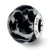 White & Black w/Glitter Overlay Glass Charm Bead in Sterling Silver