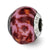 Pink & Brown w/Glitter Overlay Glass Charm Bead in Sterling Silver