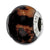 Brown Leopard Glitter Overlay Glass Charm Bead in Sterling Silver