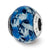 Blue Rose Glitter Overlay Glass Charm Bead in Sterling Silver