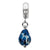 Blue w/Glitter Overlay Glass Charm Dangle Bead in Sterling Silver