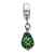 Green w/Glitter Overlay Glass Charm Dangle Bead in Sterling Silver