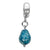 Blue w/Glitter Overlay Glass Charm Dangle Bead in Sterling Silver