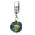 Green Dichroic Glass Charm Dangle Bead in Sterling Silver