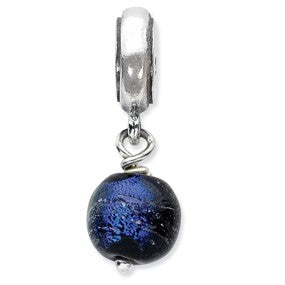 Sterling Silver Rainbow Dichroic Glass Dangle Bead Charm hide-image