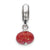 Red Dichroic Glass Charm Dangle Bead in Sterling Silver