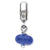 Blue Dichroic Glass Charm Dangle Bead in Sterling Silver