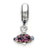 Purple Dichroic Glass Charm Dangle Bead in Sterling Silver