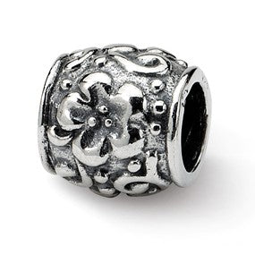 Sterling Silver Floral Bead Charm hide-image