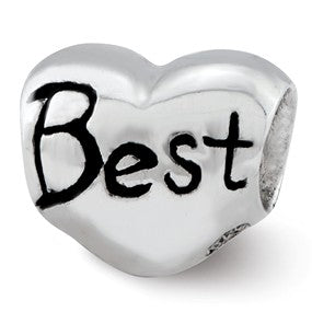 Sterling Silver Kids Best Friend Heart Bead Charm hide-image