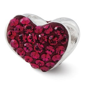 Sterling Silver Red Swarovski Elements Heart Bead Charm hide-image