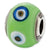 Italian Green w/Decorative Accents Glass Charm Bead in Sterling Silver