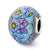 Italian Blue Floral Decorative Overlay Glass Be Charm in Sterling Silver