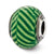 Sterling Silver Italian Green Stripes w/Glitter Glass Bead Charm hide-image