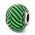 Italian Green Stripes w/Glitter Glass Charm Bead in Sterling Silver