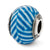 Italian Blue Stripes w/Glitter Glass Charm Bead in Sterling Silver